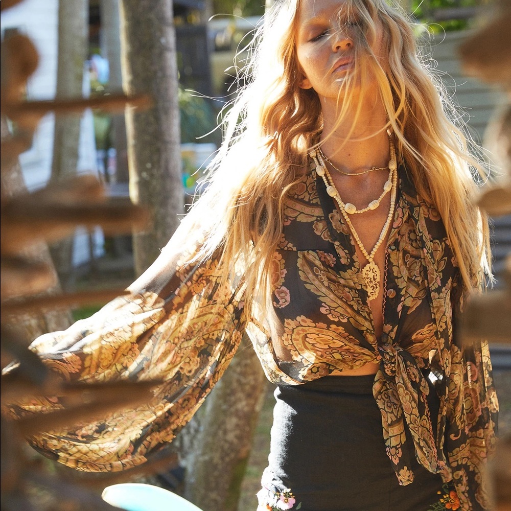 Chasing Unicorns Til The Morning Comes Silk Blouse